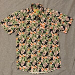 DIXXON Tropical Toucan Print Shirt - Black, Green, and Orange